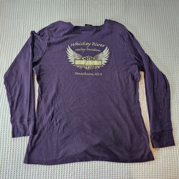 Harley Davidson Womens Bling Purple Long Sleeve Tee Shirt Size 2X tshirt - Picture 2 of 16